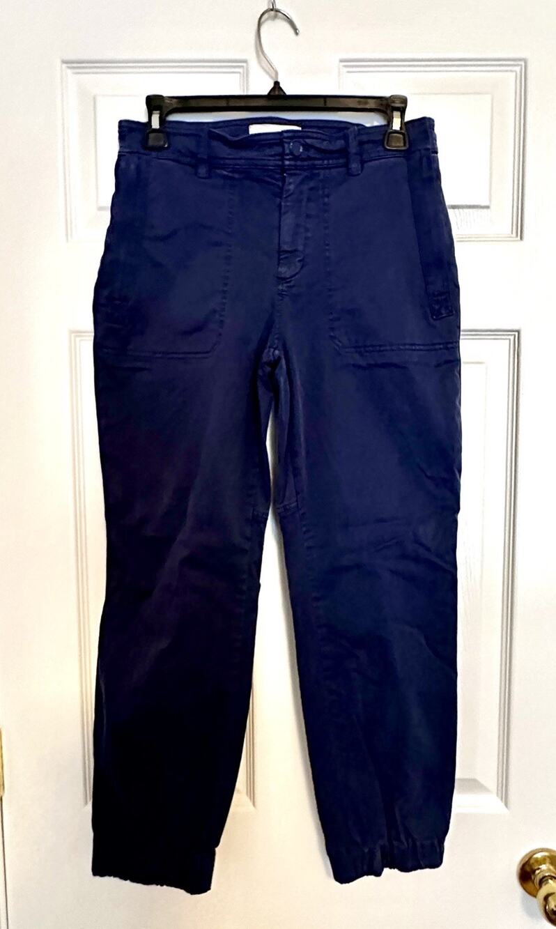 By Anthropologie Blue Turner Cropped Utility Cargo Pants Elastic Ankles Size 6